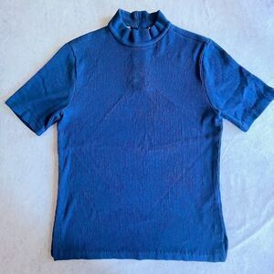 Hugo Boss Etelina Sweater Womens XS Blue High Neck Short Sleeve Pullover Top